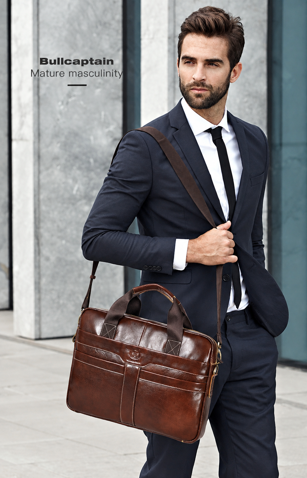 Maletín de cuero Bullcaptain Briefcase