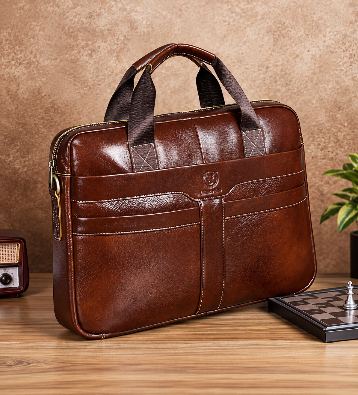 Maletín de cuero Bullcaptain Briefcase