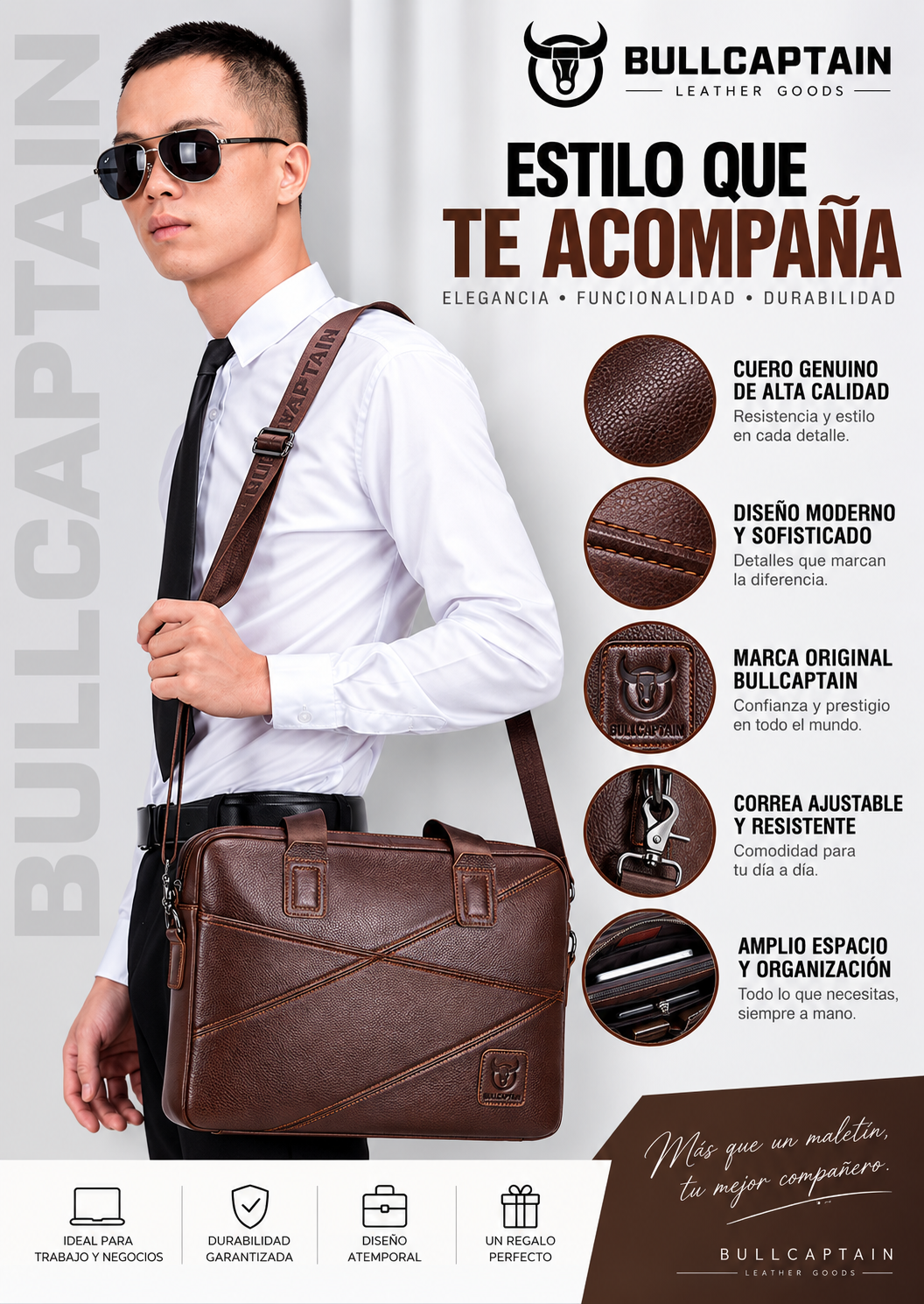 Maletín de cuero Bullcaptain Mallette