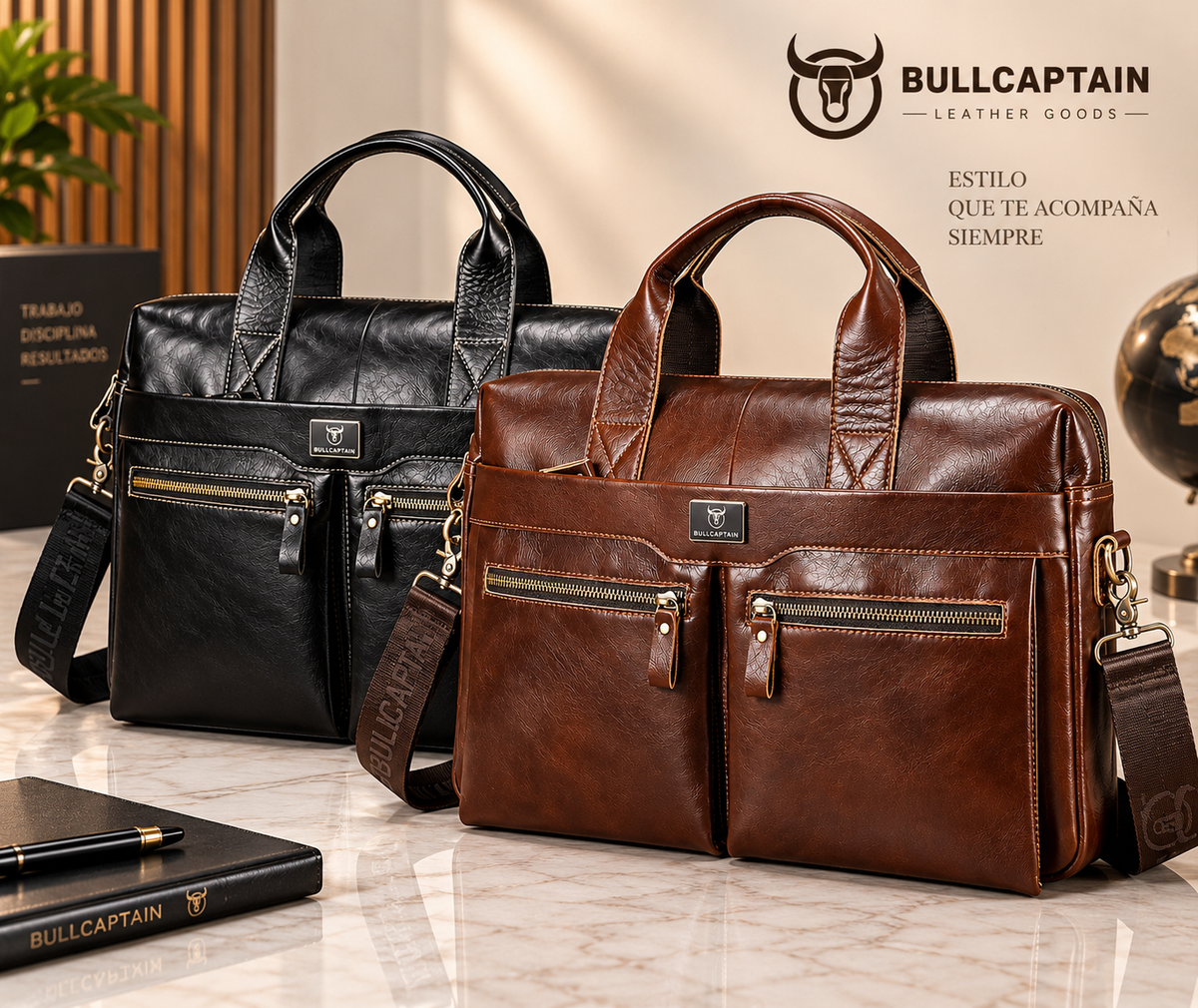 Maletín de cuero Bullcaptain Robust