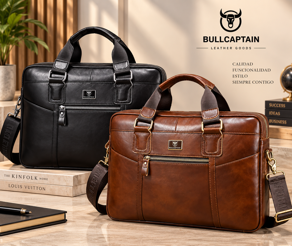 Maletín de cuero Bullcaptain Vintage