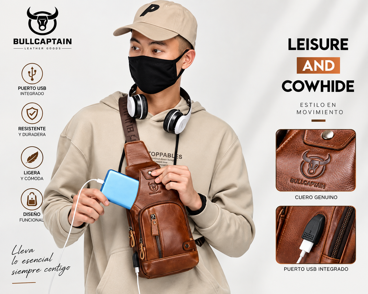 Mochila de cuero Bullcaptain Charge