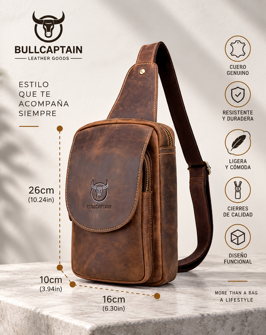 Mochila de Cuero Bullcaptain Rustic