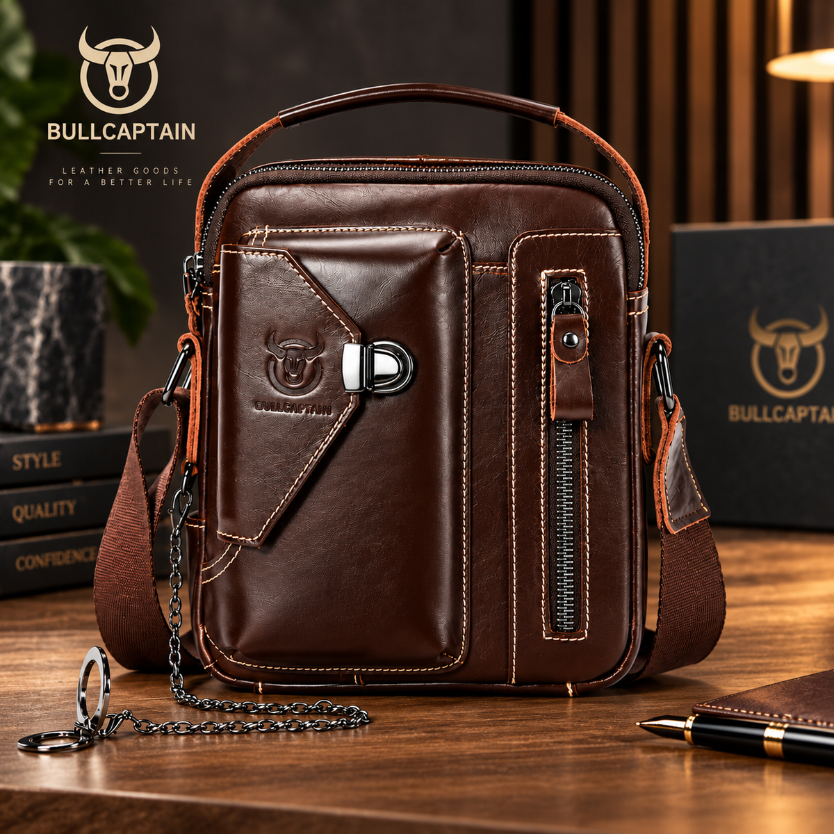 Bandolera de cuero Bullcaptain Leather