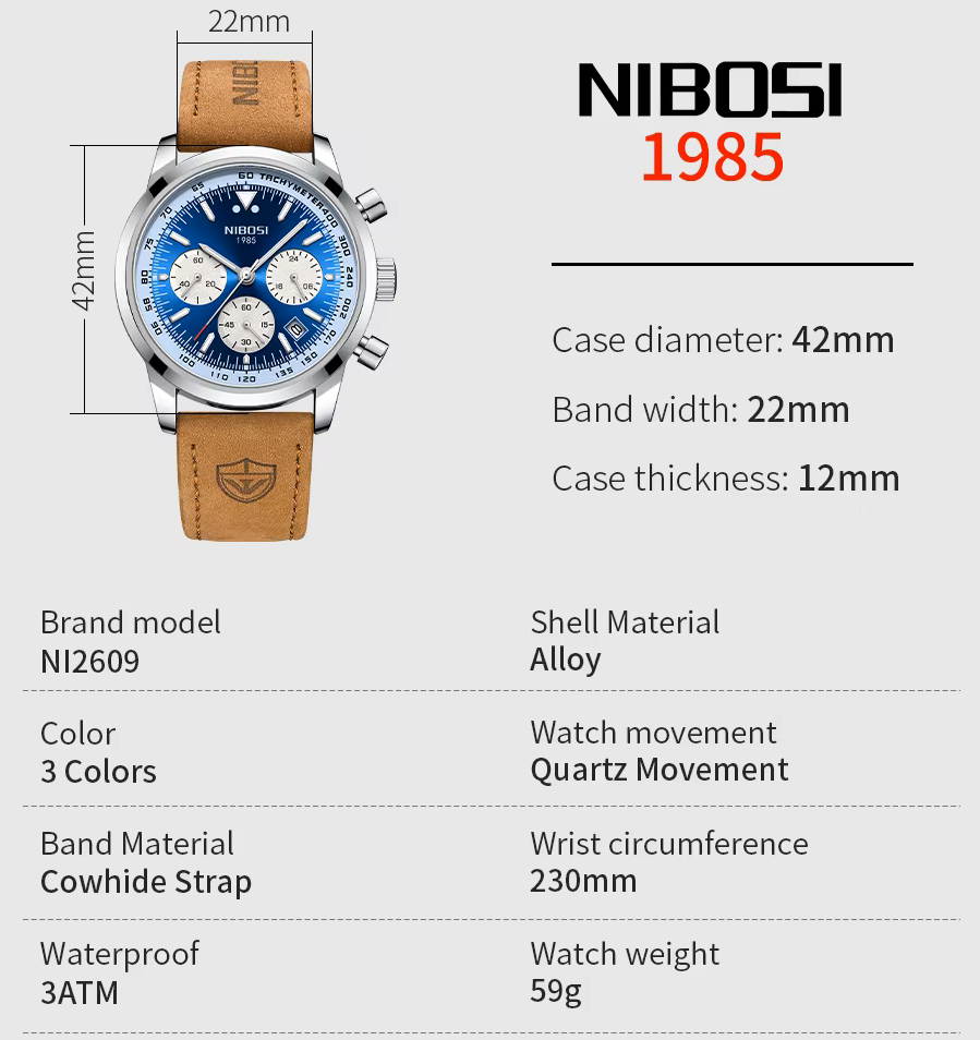 Reloj de lujo Nibosi Azure