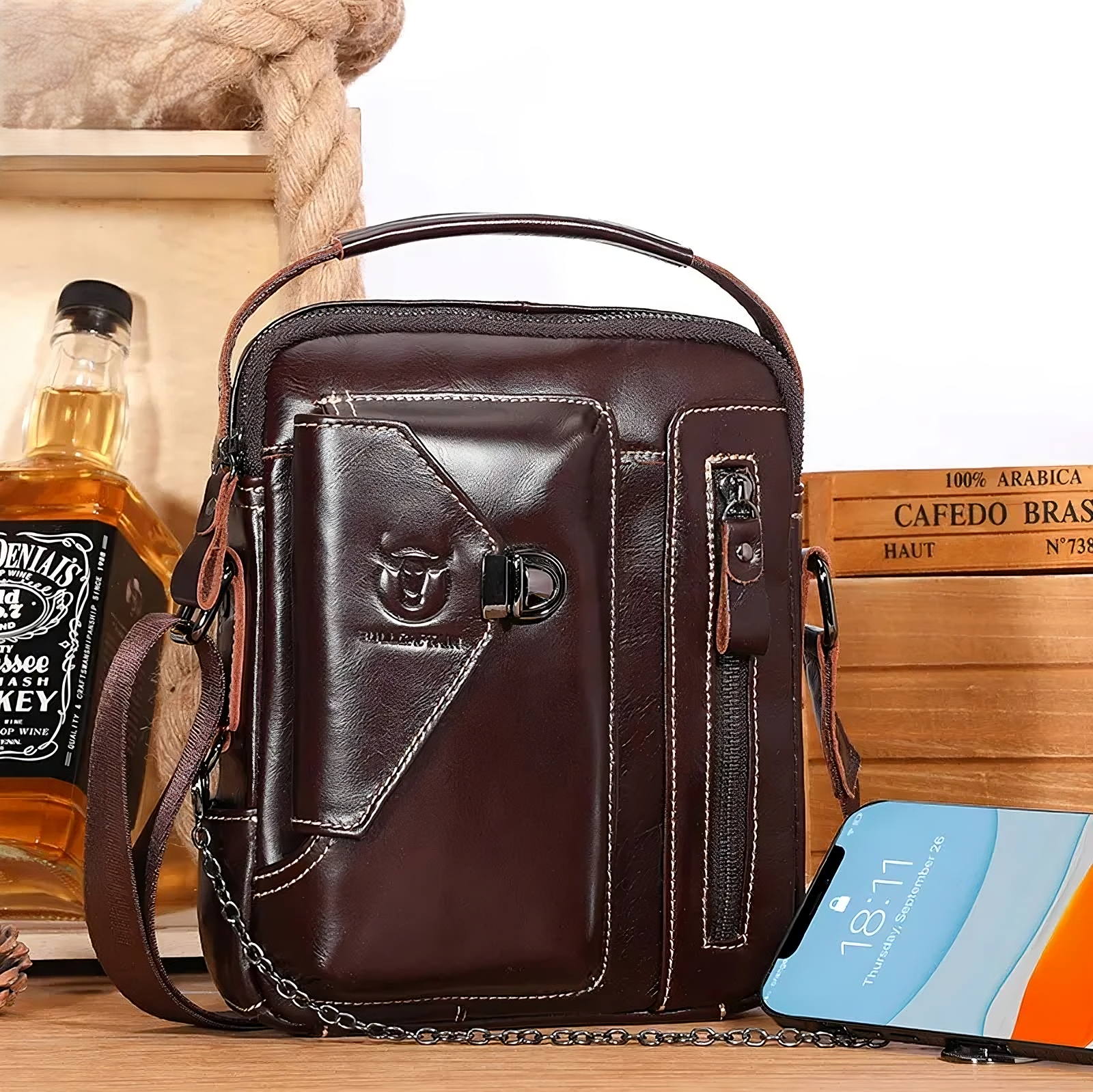 Bandolera de cuero Bullcaptain Leather
